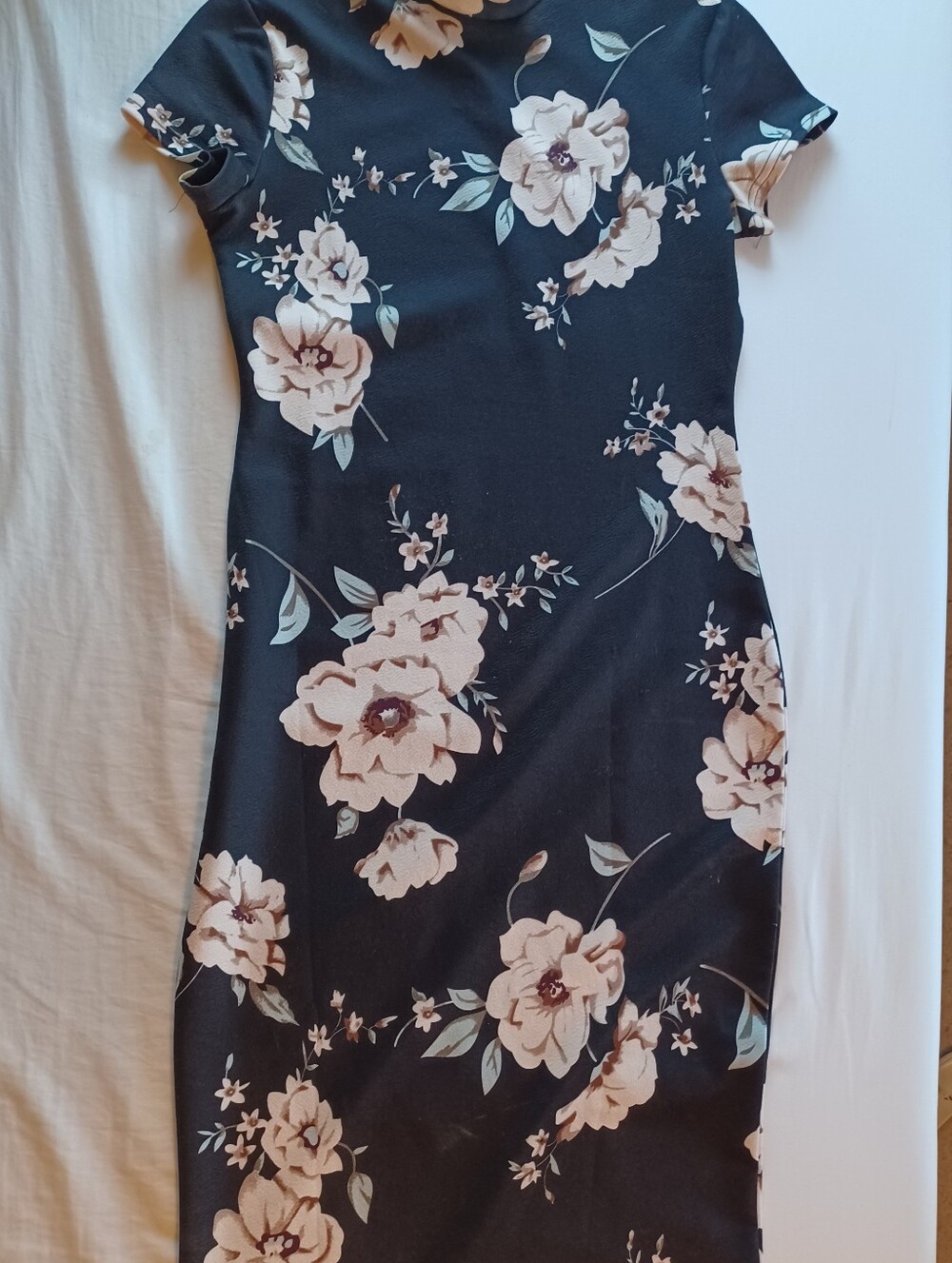 Shein Black Floral Bodycon Dress - Elegant Women's Dress
